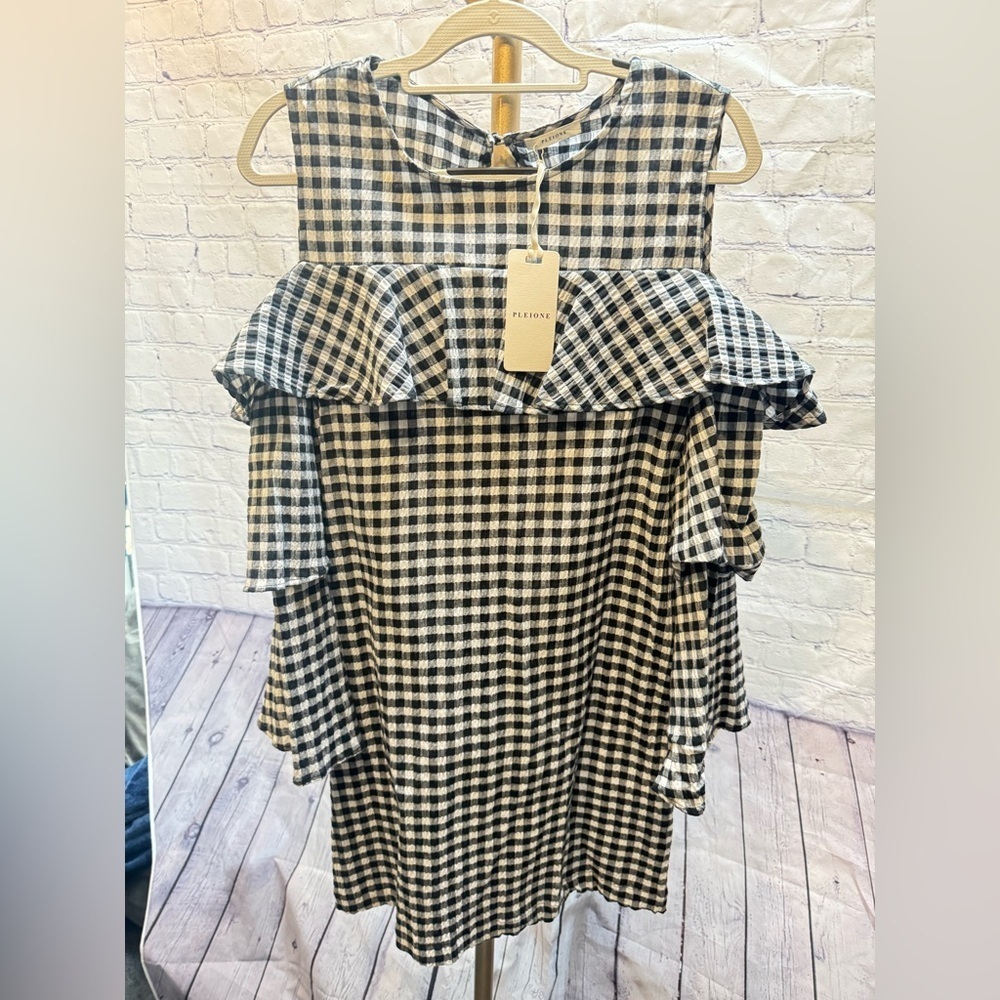NWT Pleione Gingham Dress missing size tag sample size medium or large